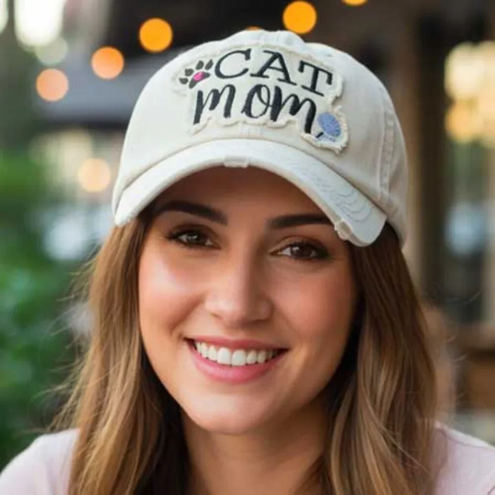 Ladies Stone Cat Mom Baseball Cap